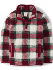 Boys Plaid Sherpa Pullover - Christmas Cabin