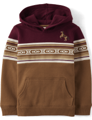 Boys Colorblock Horse Fleece Hoodie - Rustic Ranch