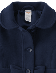 Girls Bow Melton Dress Coat