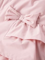 Girls Ruffle Bow Puffer Jacket - Sugar Plum Fairy