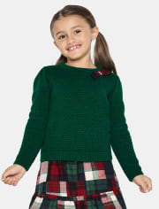 Girls Bow Sweater - Christmas Cabin