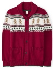 Mens Matching Family Gingerbread Fairisle Cardigan - Christmas Cabin