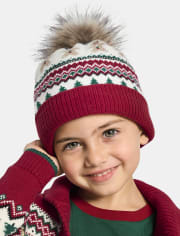 Boys Gingerbread Fairisle Pom Hat - Christmas Cabin