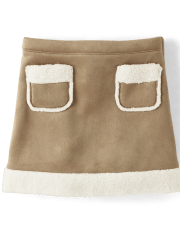 Girls Faux Suede Patch Pocket Skirt