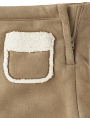 Girls Faux Suede Patch Pocket Skirt