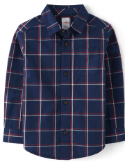 Chemise boutonnée en popeline à carreaux pour garçon - Parisian Chic