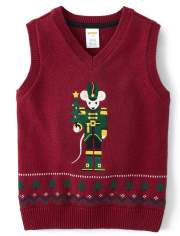 Gilet Chandails en jacquard intarsia pour garçon avec motif Casse-Noisette et souris - Casse-Noisette