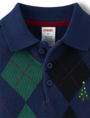 Polo pull en Intarsia Argyle pour garçons - Casse-Noisette