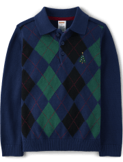 Polo pull en Intarsia Argyle pour garçons - Casse-Noisette