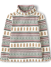 Jersey de cuello alto Fairisle de pan de jengibre para niñas - Cabina de Navidad