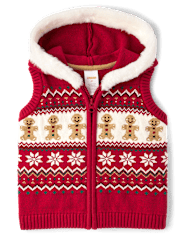 Girls Intarsia Gingerbread Fairisle Sweater Vest - Holiday Express