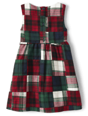 Girls Patch Plaid Jumper - Christmas Cabin