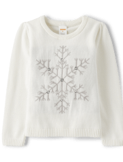 Girls Embroidered Snowflake Sweater - Silent Night
