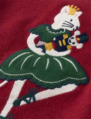 Girls Intarsia Ballerina Cat Sweater - Nutcracker
