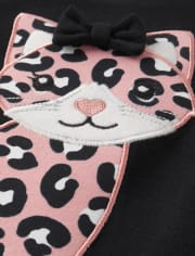 Girls Embroidered Leopard Cat Top - Ladies And Gentlemen