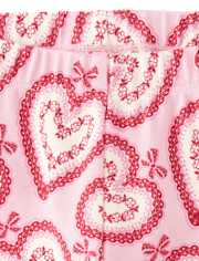 Girls Lace Heart Leggings - Valentine Cutie