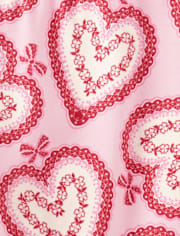 Girls Lace Heart Leggings - Valentine Cutie