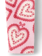 Girls Lace Heart Leggings - Valentine Cutie