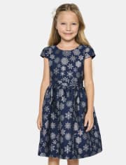 Robe ajustée et évasée flocon de neige pour filles - Silent Night