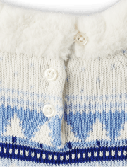Robe-chandail à volants en jacquard flocon de neige pour fille