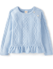 Girls Cable Knit Peplum Sweater