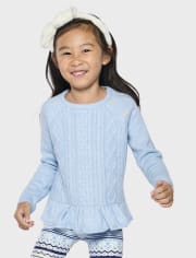 Girls Cable Knit Peplum Sweater