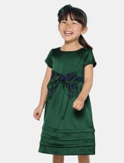 Girls Mommy And Me Plaid Bow Pintuck Dress - Nutcracker