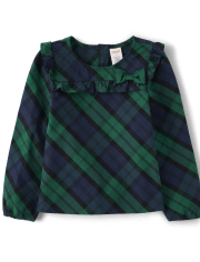 Girls Plaid Ruffle Top - Nutcracker