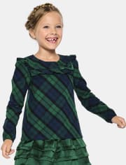 Girls Plaid Ruffle Top - Nutcracker