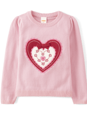 Girls Lace Heart Sweater - Valentine Cutie