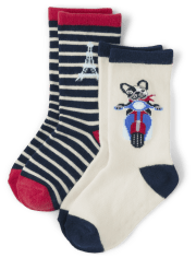 Boys Paris Crew Socks - Parisian Chic