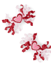 Girls Heart Curly Hair Clips 2-Pack - Valentine Cutie