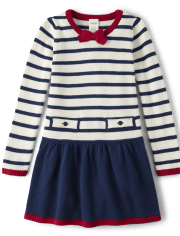 Girls Sailor Peplum Sweater Dress - Parisian Chic