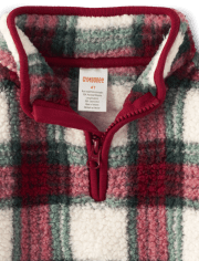 Girls Plaid Sherpa Peplum Pullover - Christmas Cabin