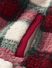 Girls Plaid Sherpa Peplum Pullover - Christmas Cabin