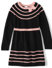 Girls Contrast Bow Sweater Dress - Ladies And Gentlemen