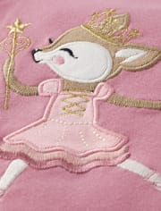 Girls Embroidered Fairy Mouse Ruffle Top - Sugar Plum Fairy