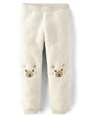 Pantalon de jogging Sherpa ours polaire brodé pour fille - Nordic Adventure