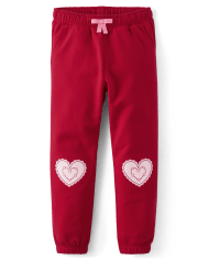 Girls Heart Jogger Pants - Valentine Cutie