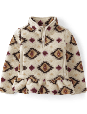 Jersey Sherpa con media cremallera y estampado para niñas - Rustic Ranch