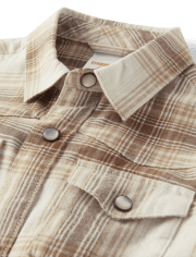 Boys Plaid Twill Snap Front Shirt - Rustic Ranch