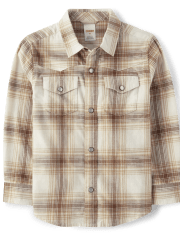 Boys Plaid Twill Snap Front Shirt - Rustic Ranch
