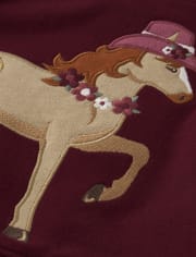 Girls Embroidered Horse Fleece Hoodie - Rustic Ranch