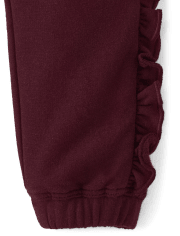 Girls Embroidered Horse Fleece Jogger Pants - Rustic Ranch