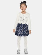 Girls Snowflake Skirt - Silent Night