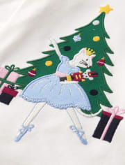 Girls Embroidered Ballerina Cat Ruffle Top - Nutcracker