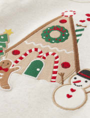 Haut Maison en Pain d'Épices Brodé Fille - Cabane de Noël