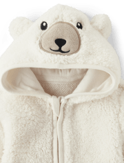 Mono unisex de sherpa con oso polar para bebé