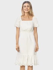 Womens Mommy And Me Eyelet Tiered Dress - Linen