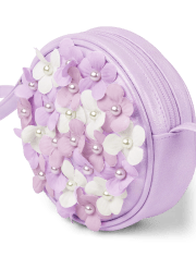 Girls Floral Round Crossbody Bag - Lovely Lavender